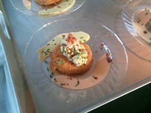 Veranda's Fried Green Tomato with King Crab/Avocado Salad