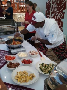 Chef Carnelle getting my breakfast together