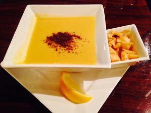 Lentil Soup with crispy little pita croutons