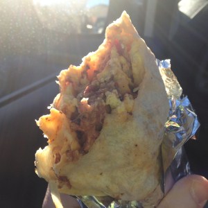 The Golden sun shining down on a Bonfire Breakfast Burrito